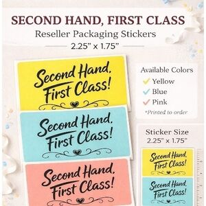 300 Poshmark Seller Packaging Stickers – Second Hand First Class | 3 Colors
